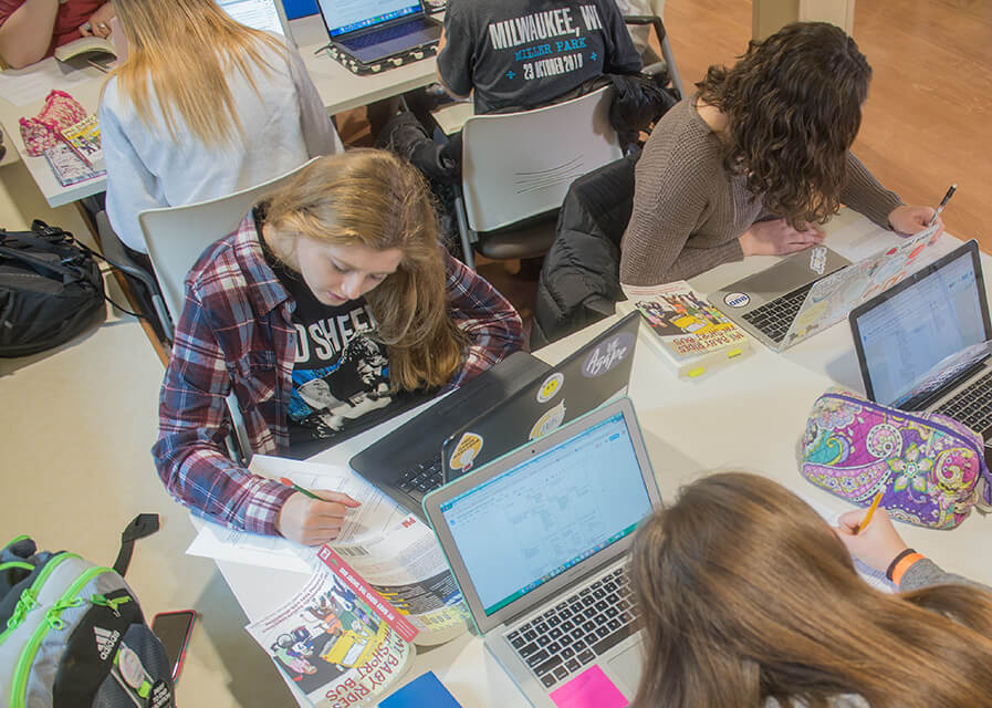 Students doing homework together